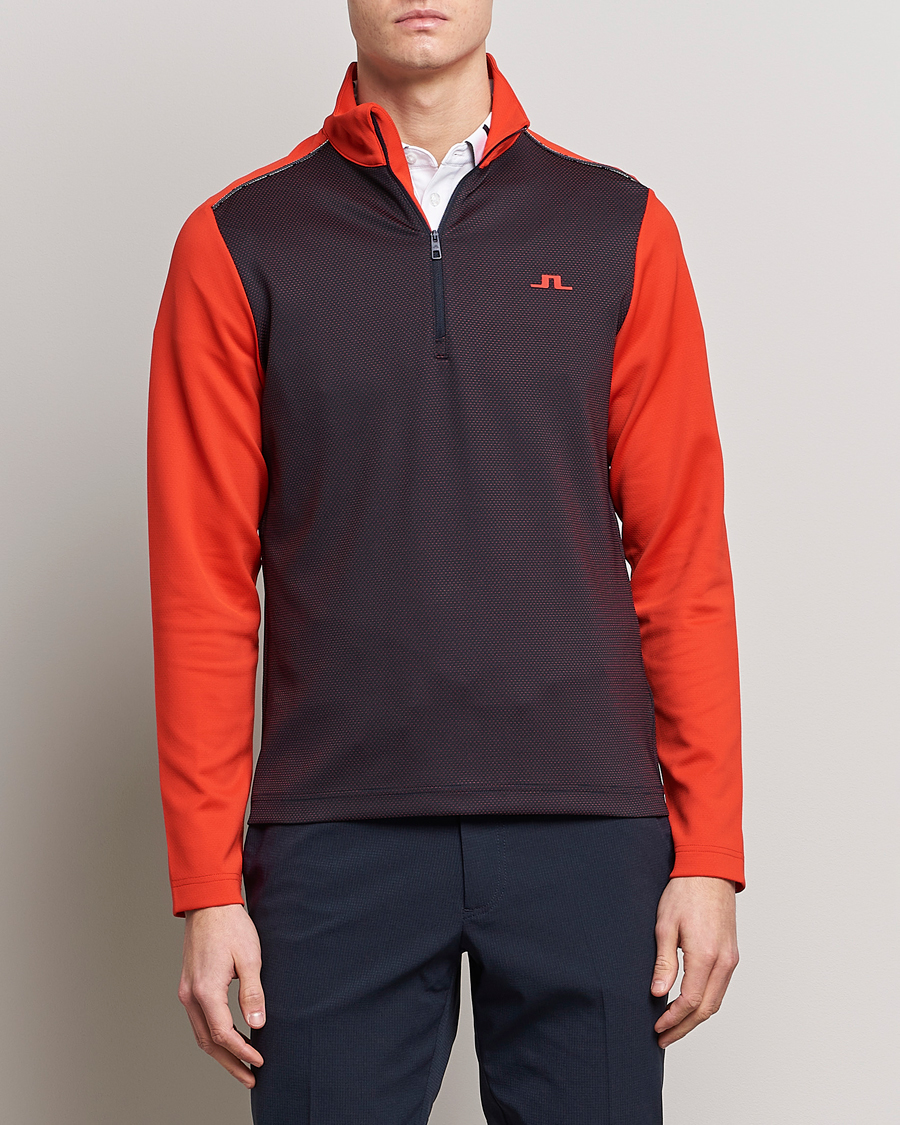 Herre | Trøjer | J.Lindeberg | Terry Mid Layer Half Zip Fiery Red