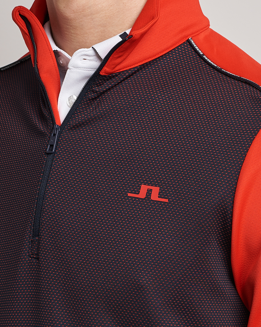 Herre | Trøjer | J.Lindeberg | Terry Mid Layer Half Zip Fiery Red