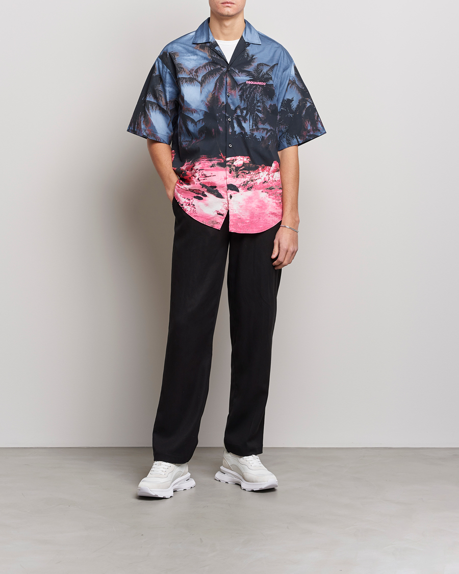 Herre | Skjorter | Dsquared2 | Palm Tree Bowling Shirt Purple