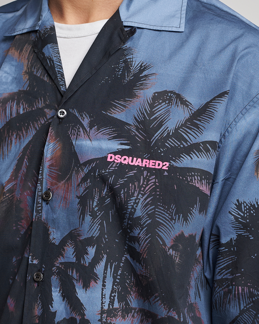 Herre | Skjorter | Dsquared2 | Palm Tree Bowling Shirt Purple