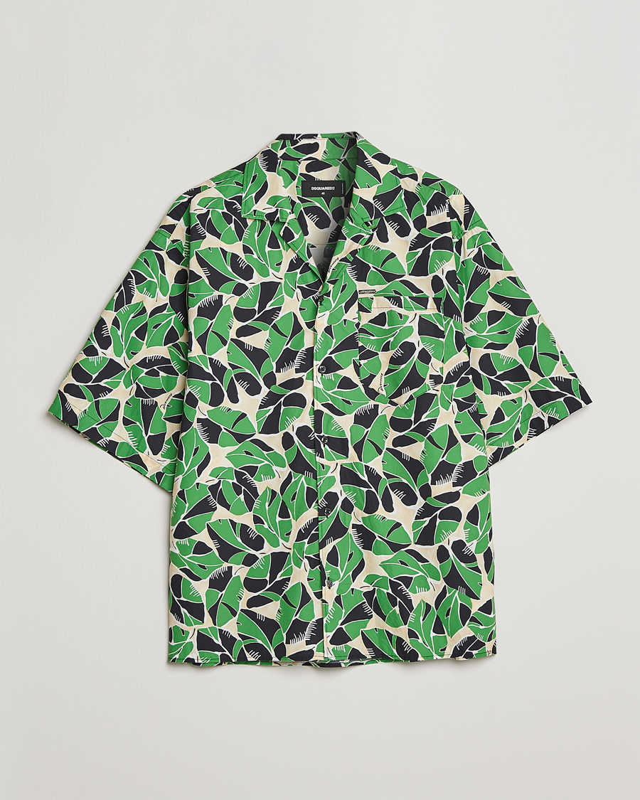 Herre | Skjorter | Dsquared2 | Printed Bowling Shirt Beige/Green