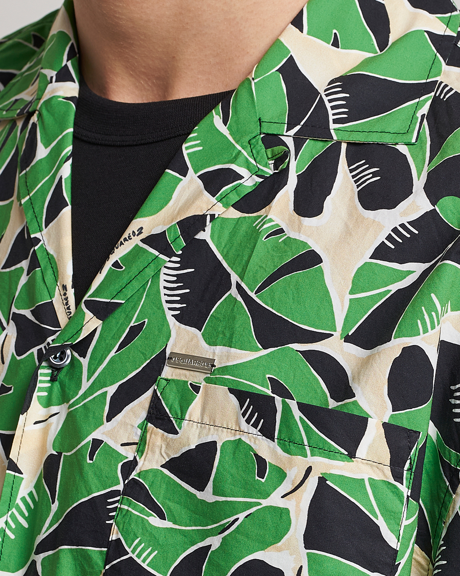 Herre | Skjorter | Dsquared2 | Printed Bowling Shirt Beige/Green