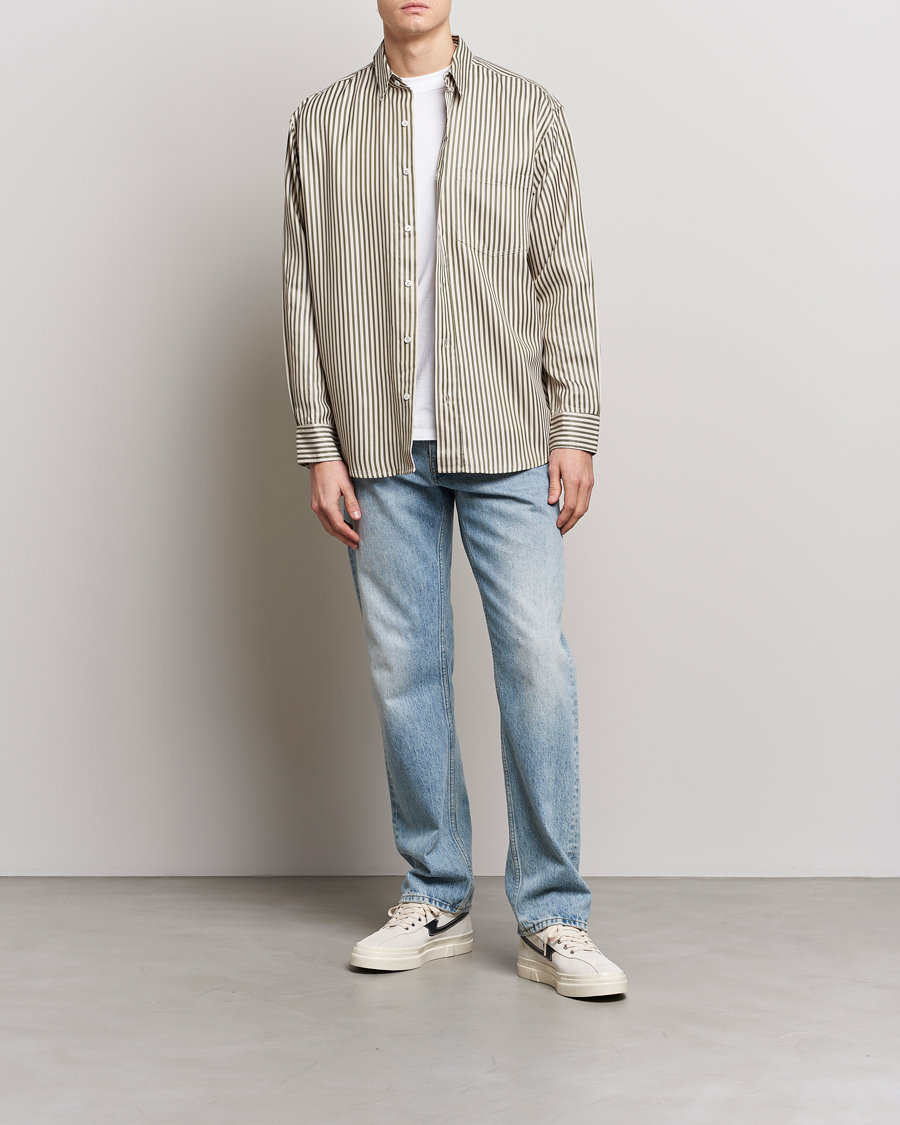 Herre | Skjorter | Jeanerica | Come Tencel Striped Shirt Green/White