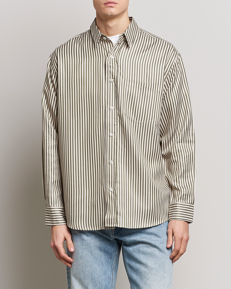 Herre | Skjorter | Jeanerica | Come Tencel Striped Shirt Green/White