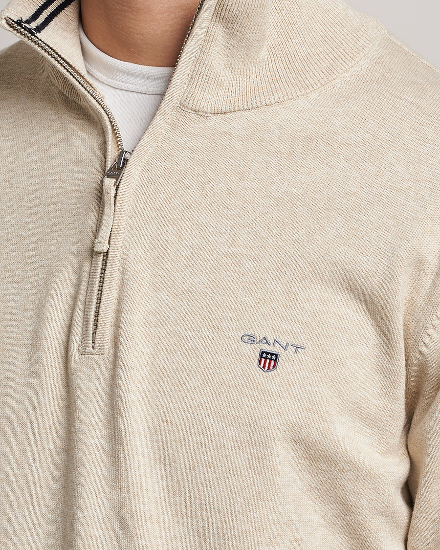 Herre | Trøjer | GANT | Classic Cotton Half Zip Ocra Melange