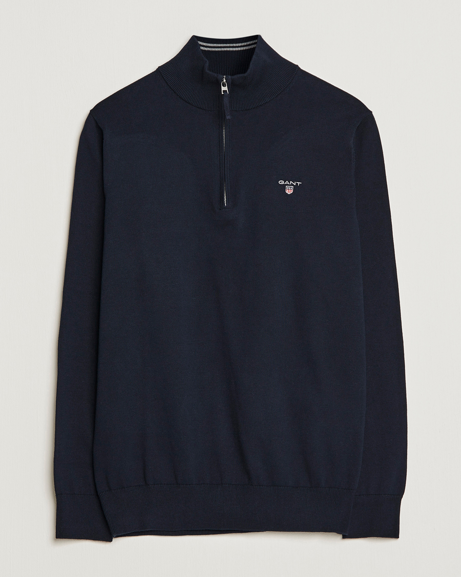 Herre | Trøjer | GANT | Classic Cotton Half-Zip Sweater Evening Blue