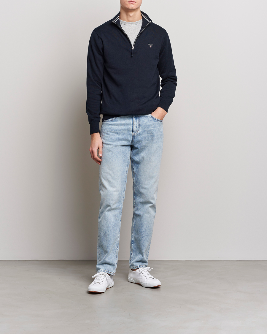 Herre | Trøjer | GANT | Classic Cotton Half-Zip Sweater Evening Blue