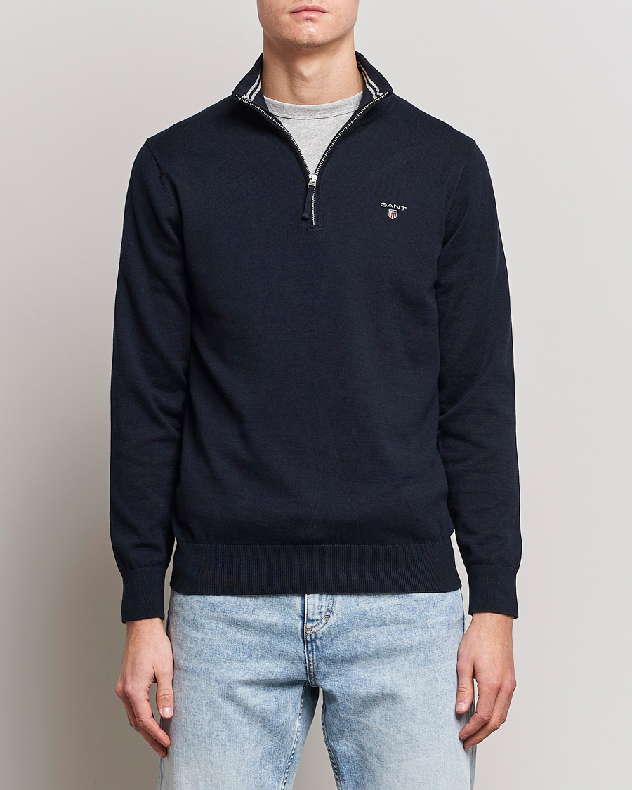 Herre | Half-zip | GANT | Classic Cotton Half-Zip Sweater Evening Blue