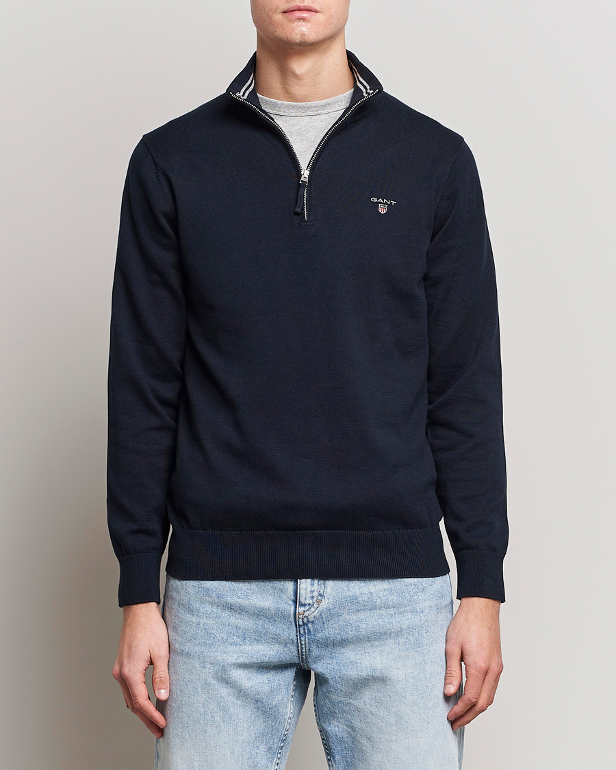 Herre | Trøjer | GANT | Classic Cotton Half-Zip Sweater Evening Blue