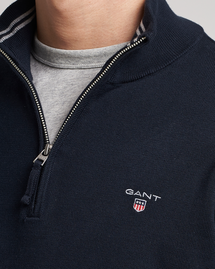 Herre | Trøjer | GANT | Classic Cotton Half-Zip Sweater Evening Blue