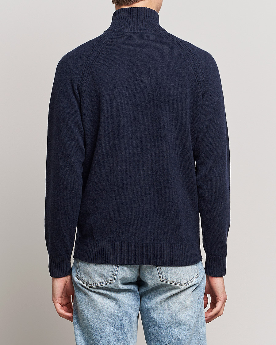Herre | Trøjer | GANT | Banner Shield Lambswool Half Zip Eavning Blue