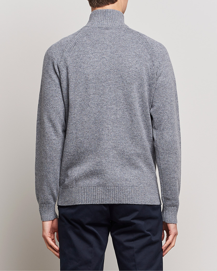 Herre | Trøjer | GANT | Banner Shield Lambswool Half Zip Dark Grey Melange