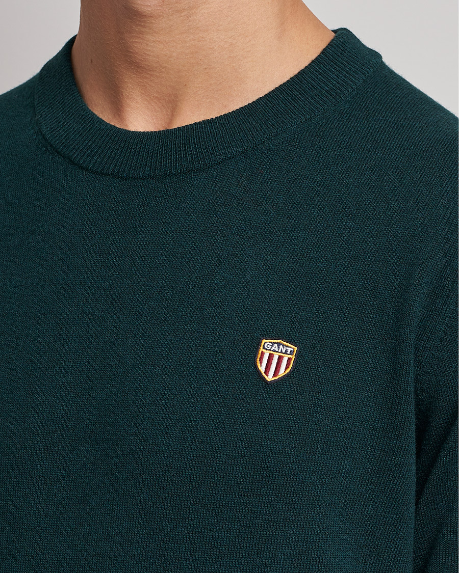 Herre | Trøjer | GANT | Banner Shield Lambswool Crew Neck Ratran Green