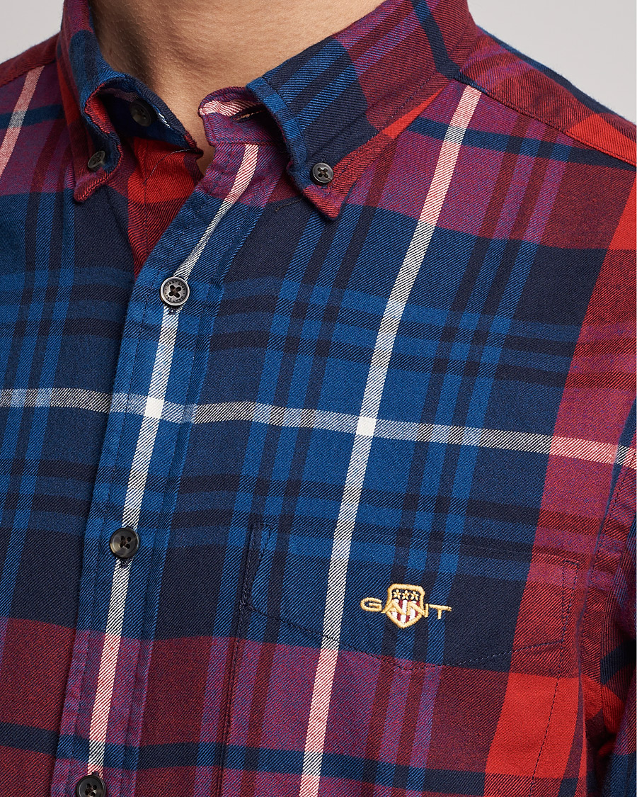 Herre | Skjorter | Gant | Regular Plaid Flannel Shirt Ruby Red