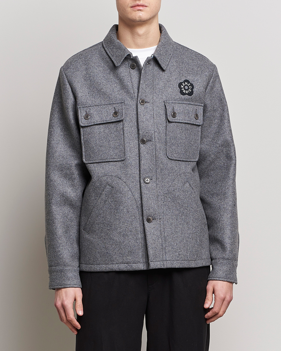 Herre | Shirt Jackets | KENZO | Wool Overshirt Antracite