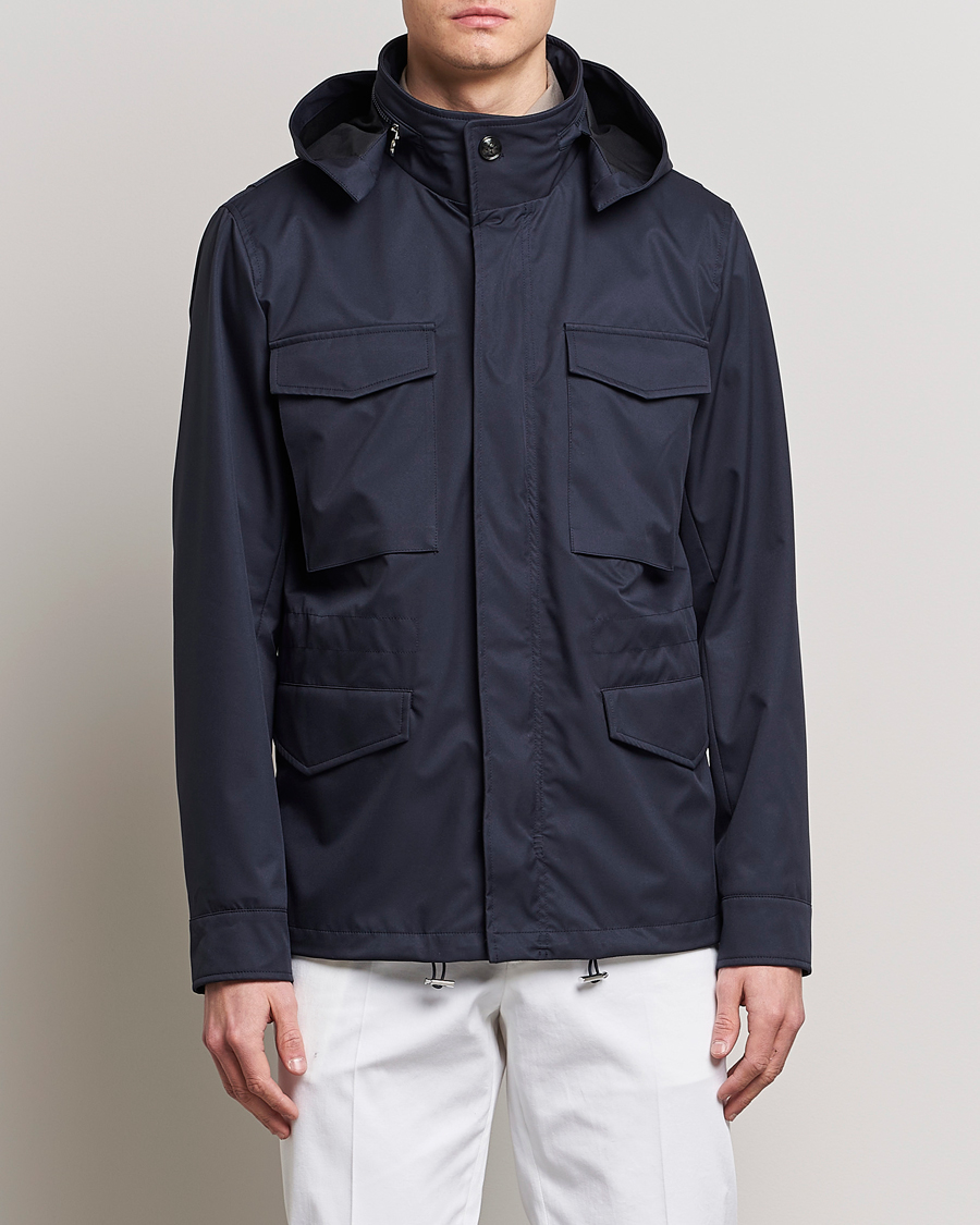 Herre | Jakker | Kiton | Nylon Field Jacket Navy