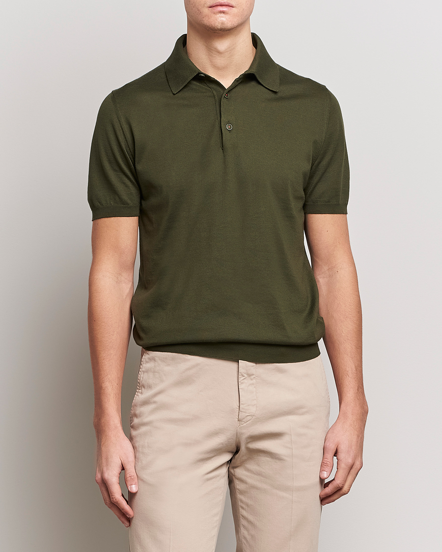 Herre | Polotrøjer | Kiton | Sea Island Cotton Polo Dark Olive