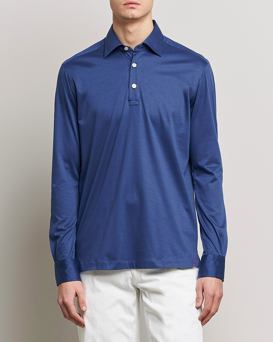 Herre | Poloskjorter | Kiton | Popover Shirt Dark Blue