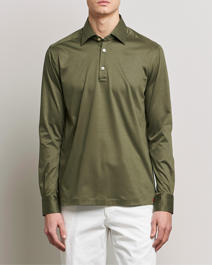 Herre | Skjorter | Kiton | Popover Shirt Dark Olive