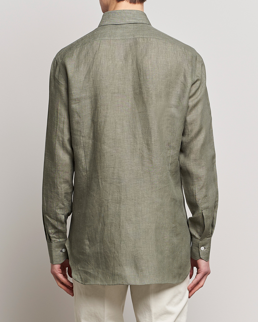 Herre | Skjorter | Kiton | Linen Sport Shirt Olive