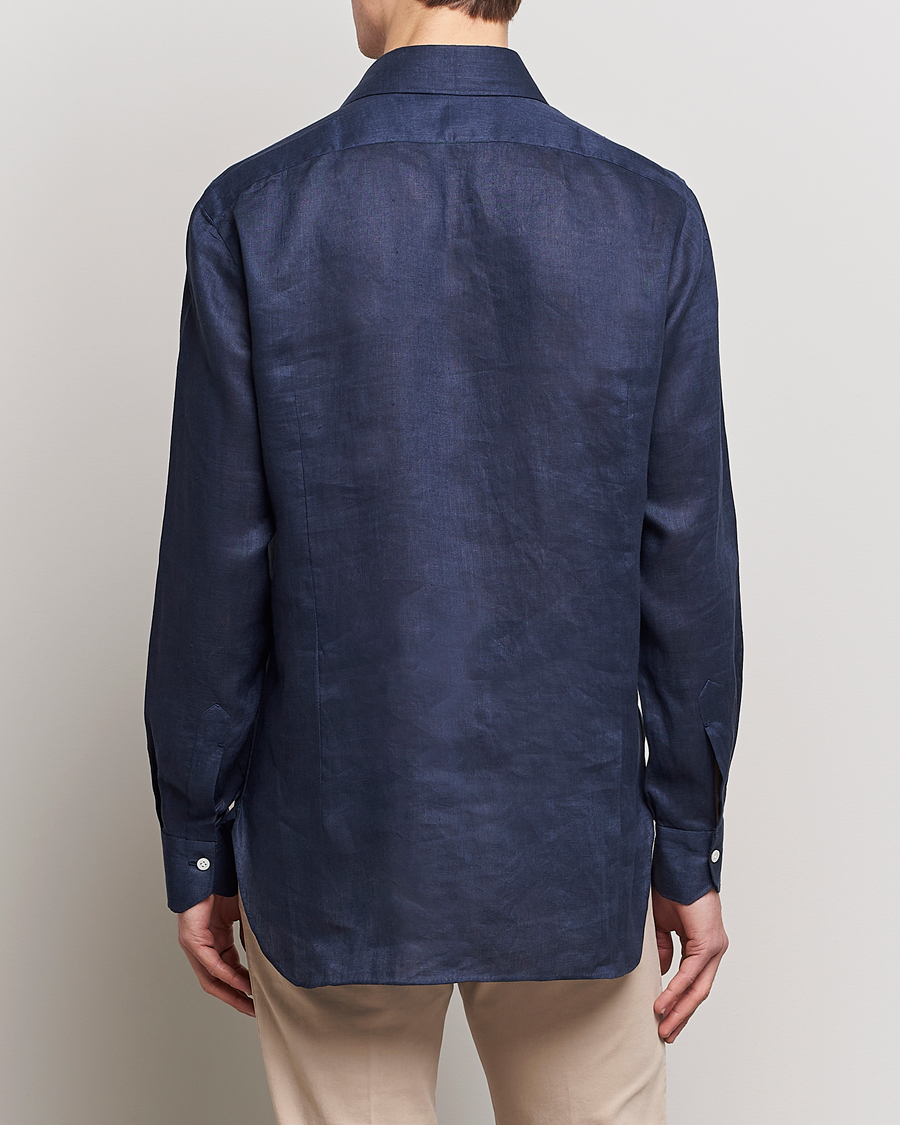 Herre | Skjorter | Kiton | Linen Sport Shirt Navy