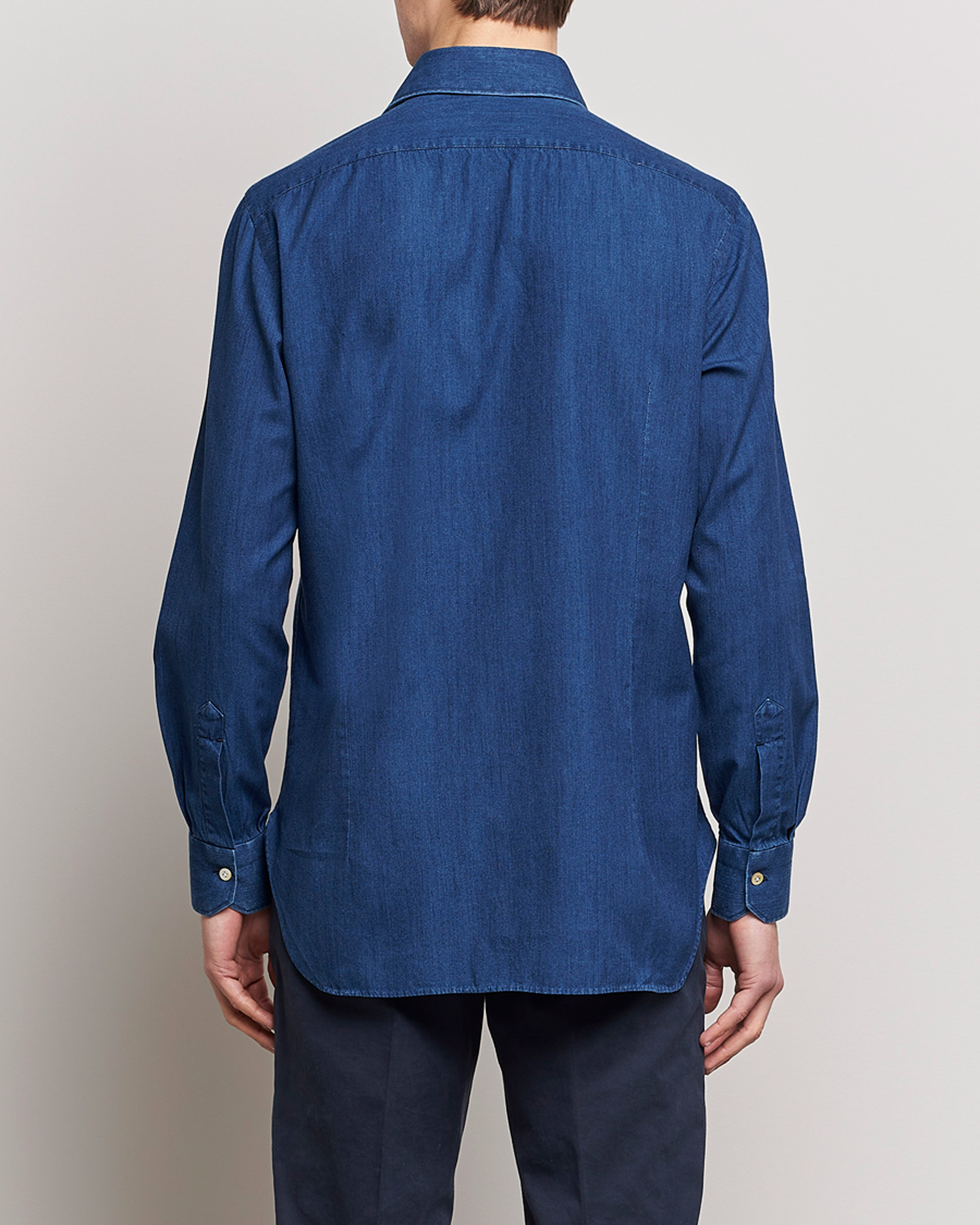 Herre | Skjorter | Kiton | Denim Sport Shirt Indigo Blue
