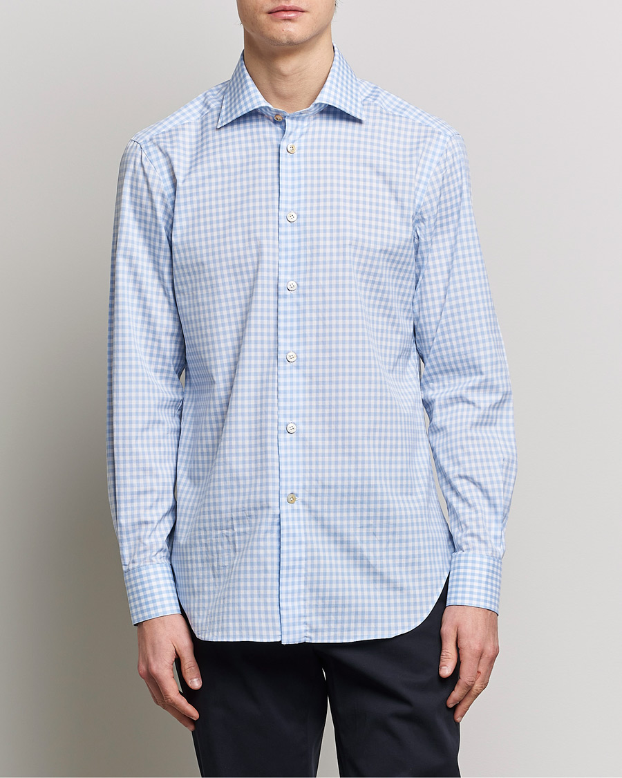 Herre | Kiton | Kiton | Slim Fit Checked Dress Shirt Light Blue