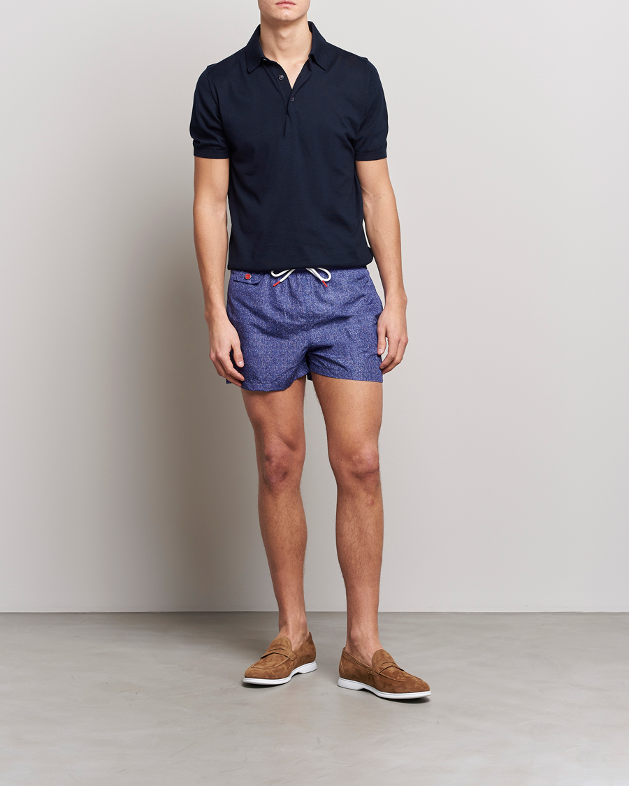 Herre | Badebukser | Kiton | Printed Swim Trunks Navy Melange