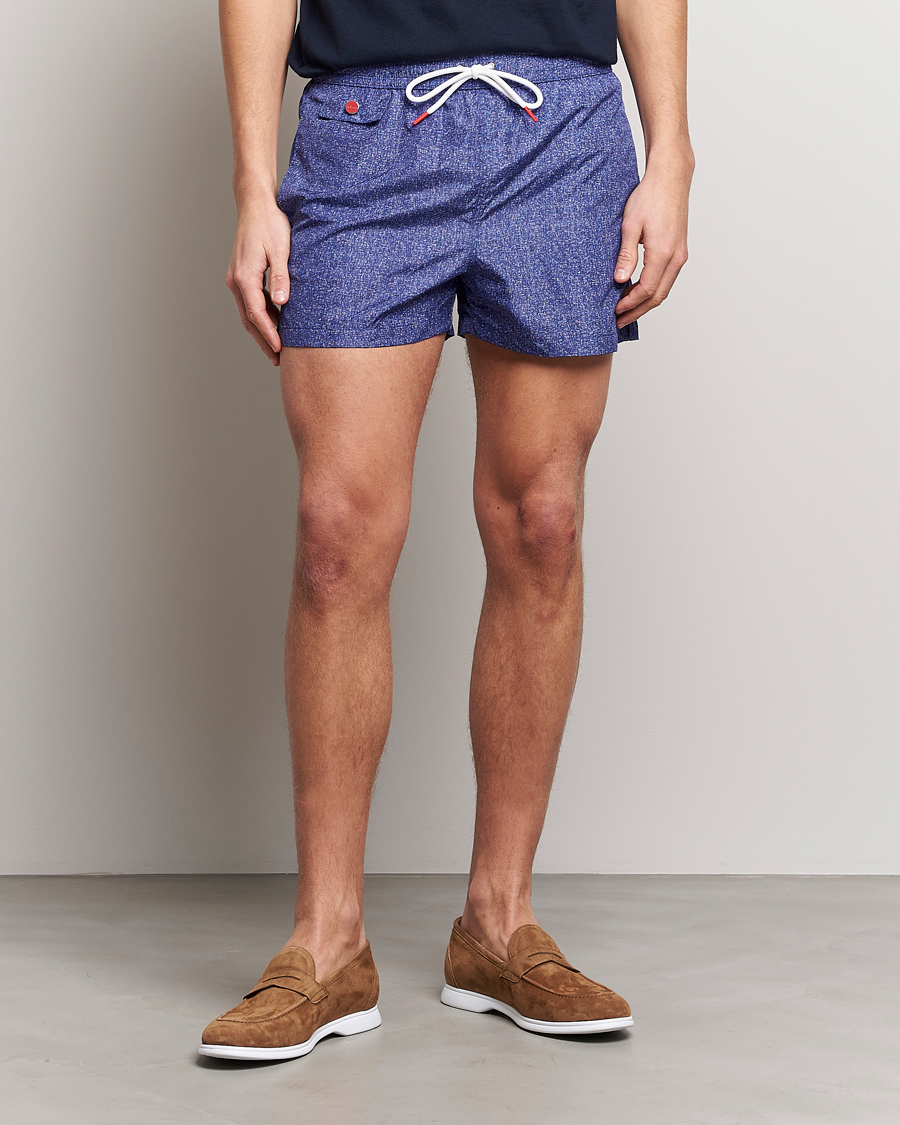 Herre | Badebukser | Kiton | Printed Swim Trunks Navy Melange