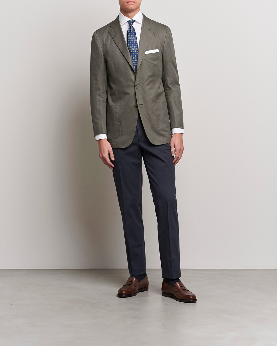 Herre | Blazere & jakker | Kiton | Sea Island Cotton Blazer Olive Green