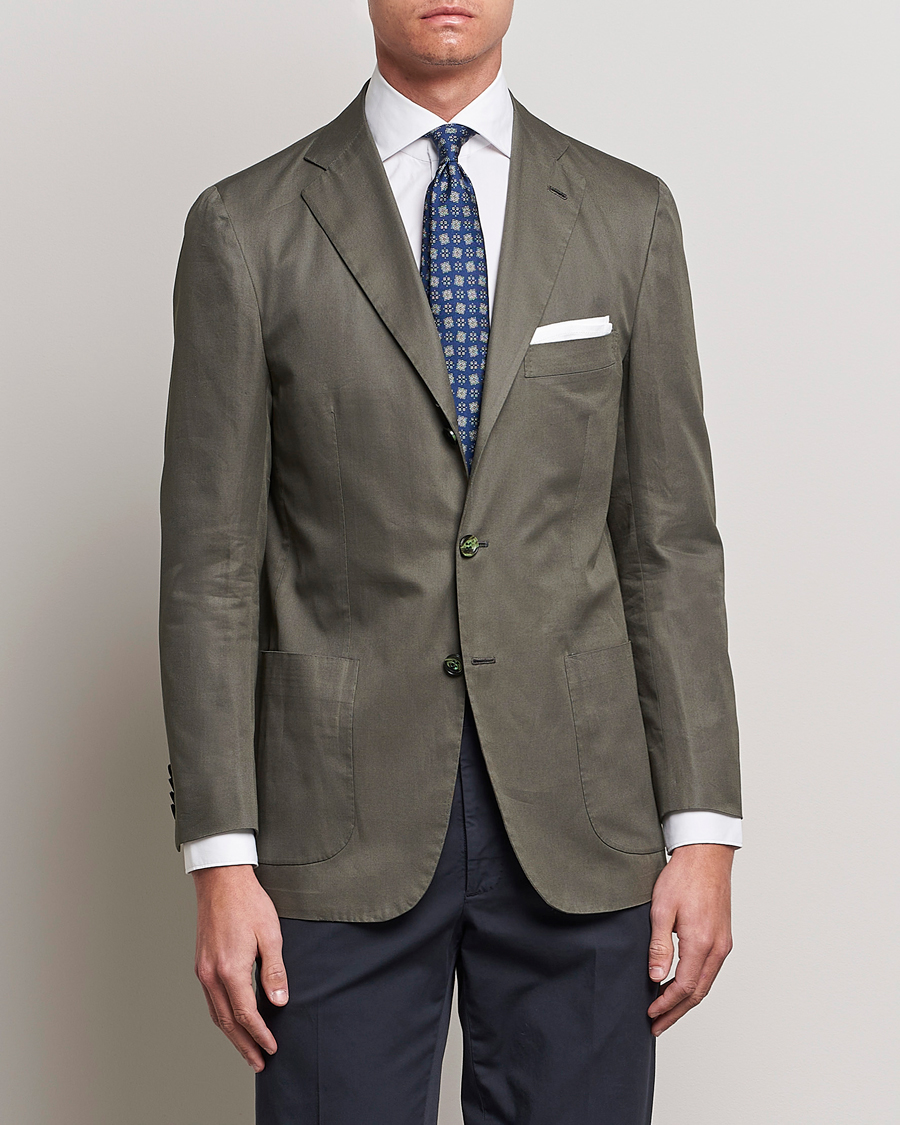 Herre | Blazere & jakker | Kiton | Sea Island Cotton Blazer Olive Green
