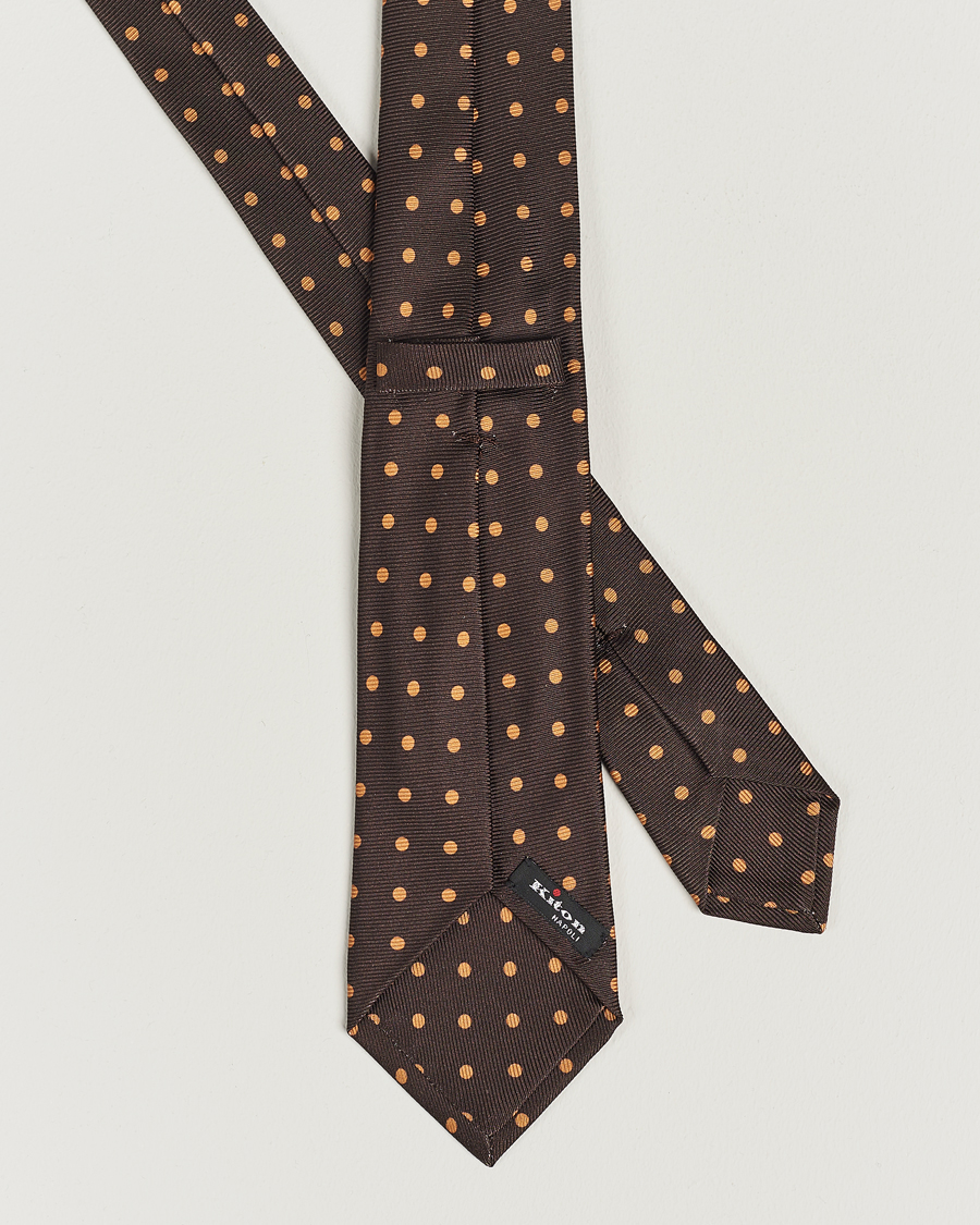 Herre | Kiton Dotted Silk Tie Dark Brown | Kiton | Dotted Silk Tie Dark Brown