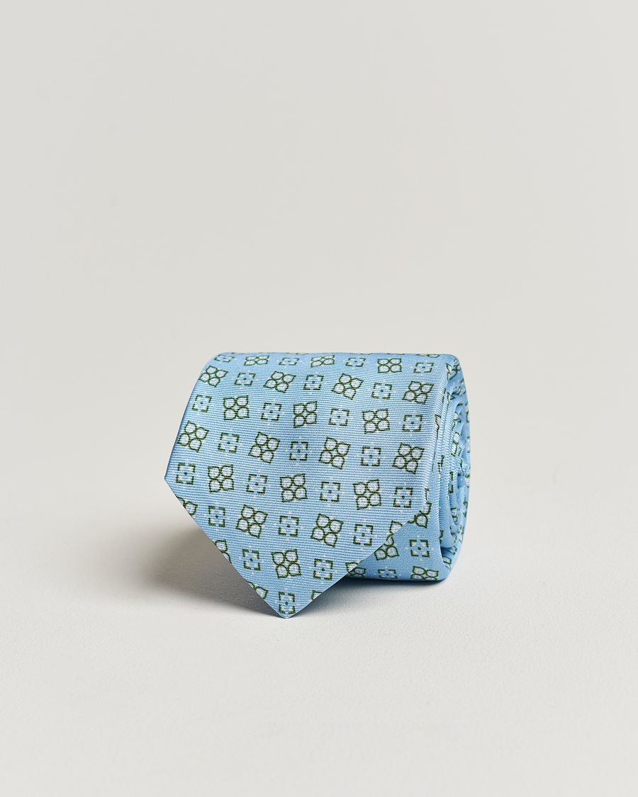 Herre | Kiton Printed Silk Tie Light Blue | Kiton | Printed Silk Tie Light Blue