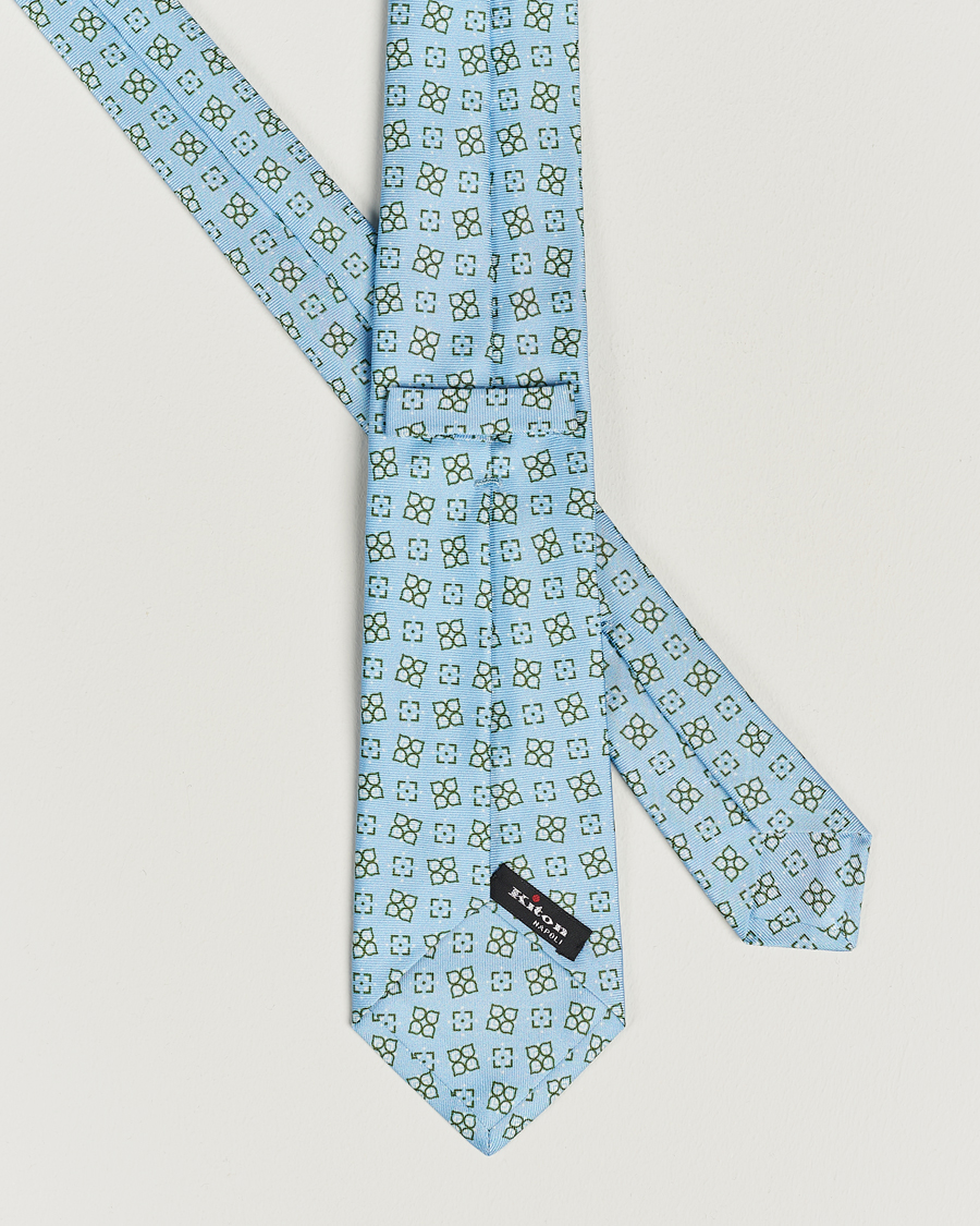 Herre | Kiton Printed Silk Tie Light Blue | Kiton | Printed Silk Tie Light Blue