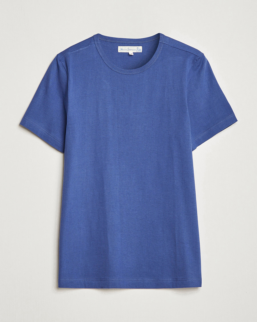 Herre | T-Shirts | Merz b. Schwanen | 1950s Classic Loopwheeled T-Shirt Pacific Blue