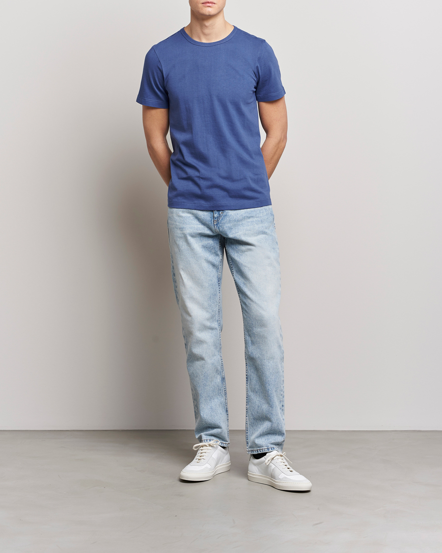 Herre | T-Shirts | Merz b. Schwanen | 1950s Classic Loopwheeled T-Shirt Pacific Blue