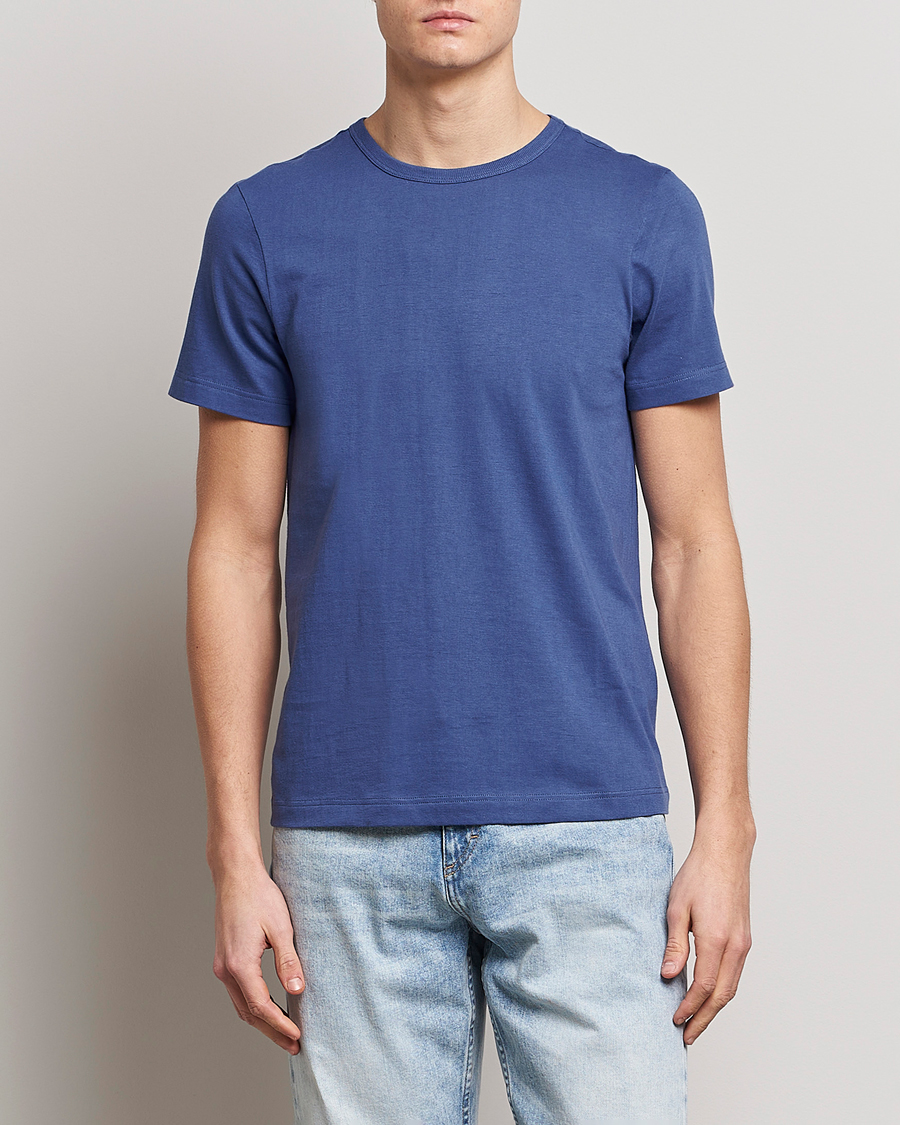Herre | T-Shirts | Merz b. Schwanen | 1950s Classic Loopwheeled T-Shirt Pacific Blue