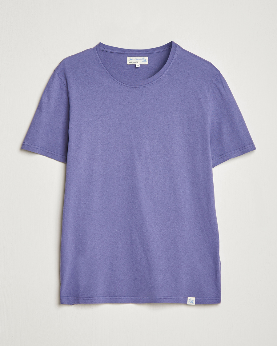 Herre | T-Shirts | Merz b. Schwanen | Organic Cotton Washed Crew Neck T-Shirt Purple
