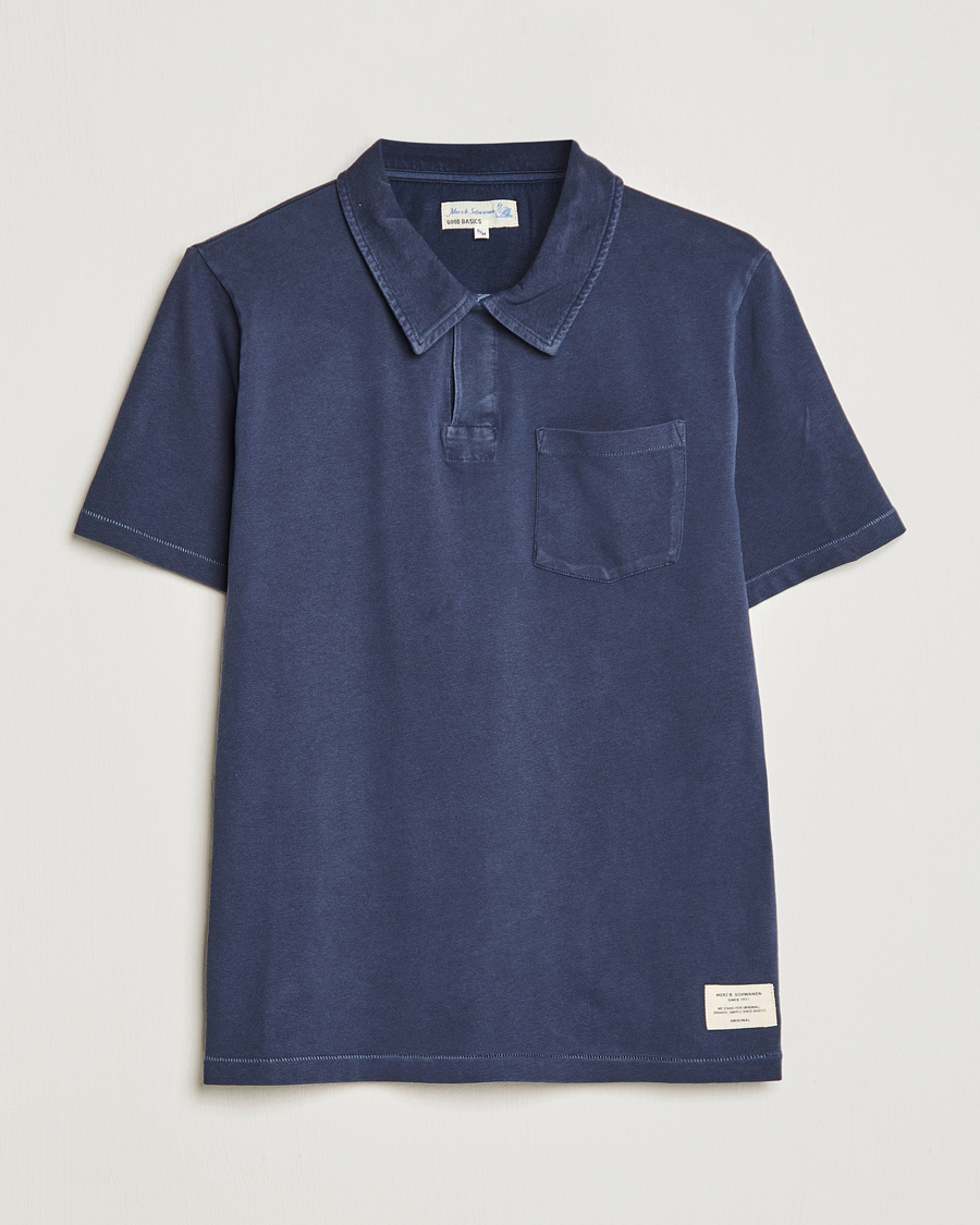 Herre | Polotrøjer | Merz b. Schwanen | Organic Cotton Washed Polo Denim Blue