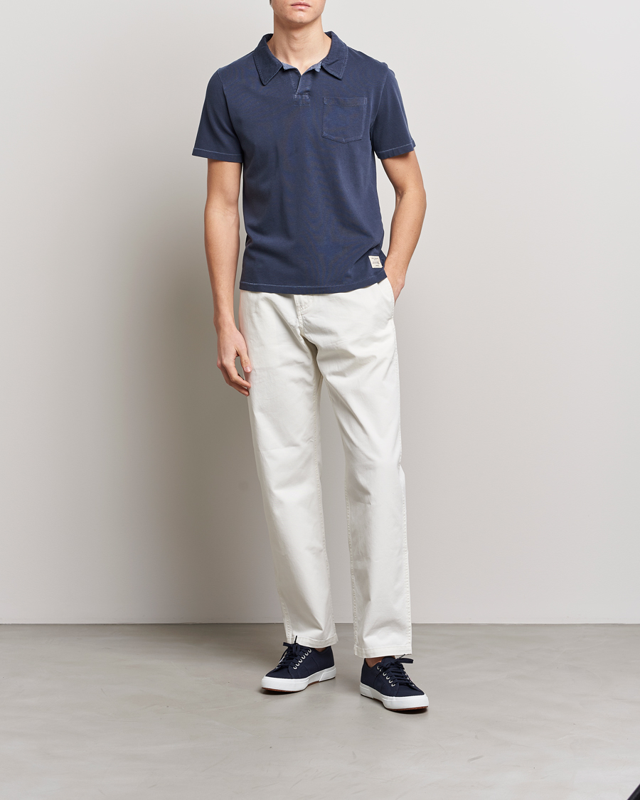 Herre | Polotrøjer | Merz b. Schwanen | Organic Cotton Washed Polo Denim Blue