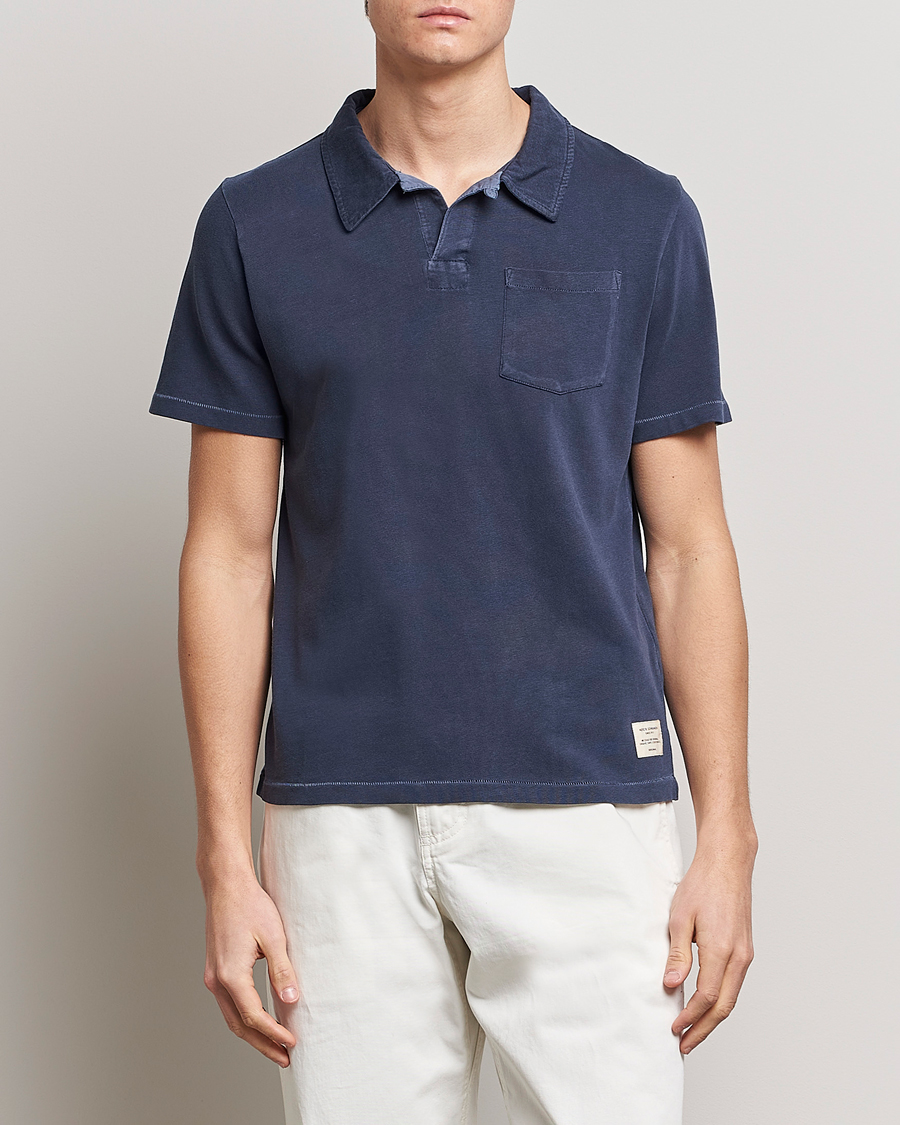 Herre | Polotrøjer | Merz b. Schwanen | Organic Cotton Washed Polo Denim Blue