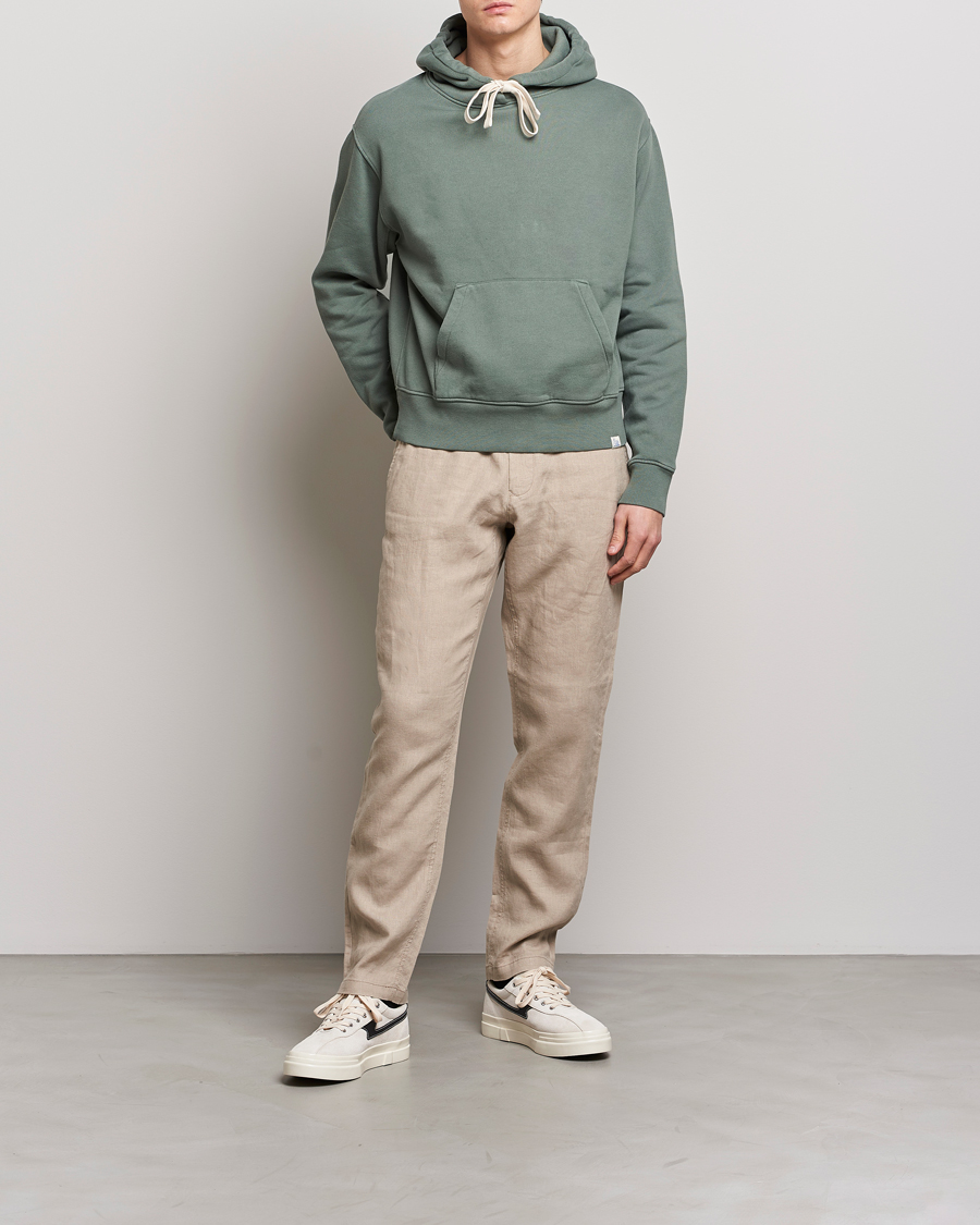 Herre | Trøjer | Merz b. Schwanen | Organic Cotton Washed Hoodie Green Stone