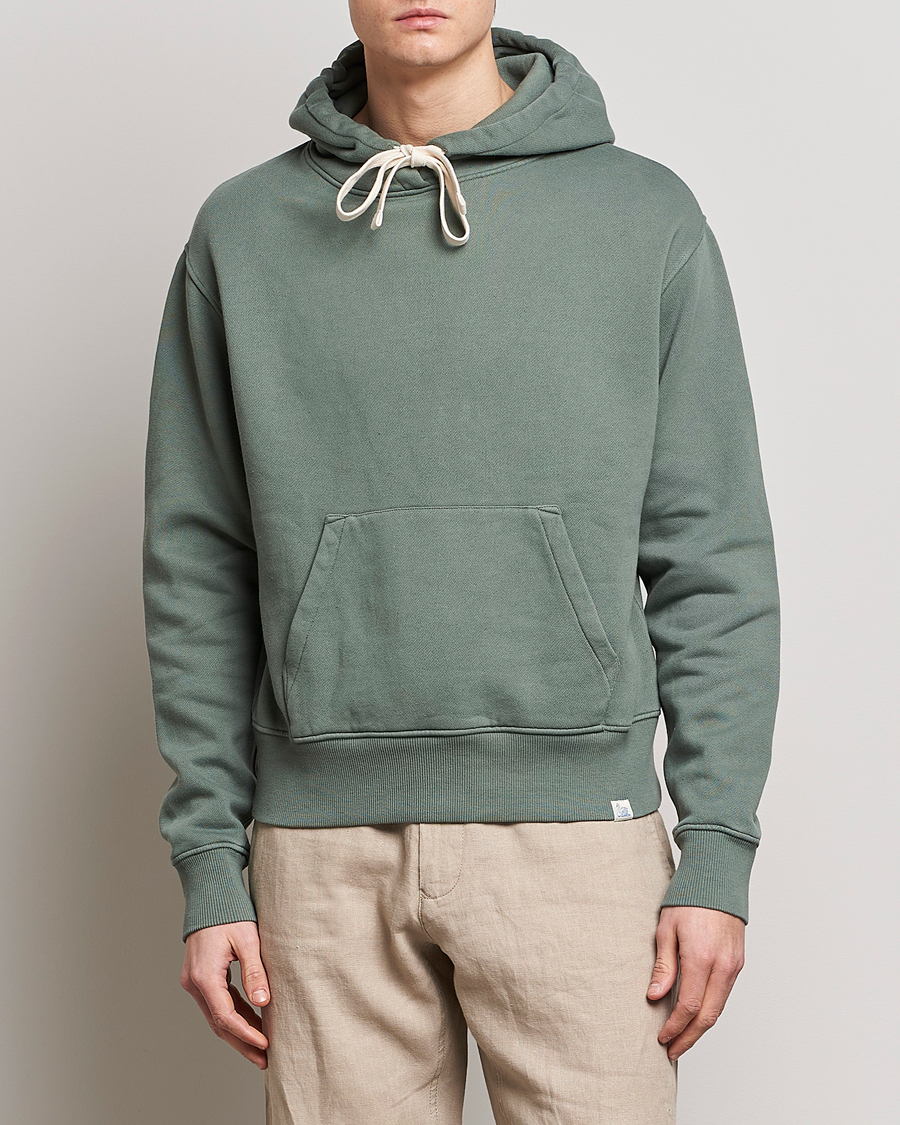 Herre | Trøjer | Merz b. Schwanen | Organic Cotton Washed Hoodie Green Stone