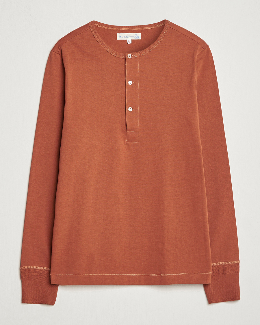 Herre | Trøjer | Merz b. Schwanen | Classic Organic Cotton Henley Sweater Sierra Red