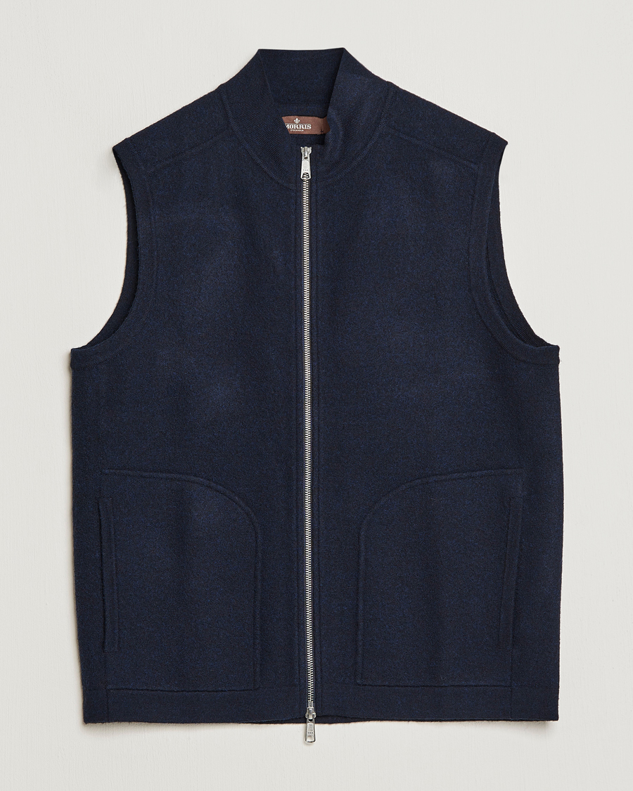 Herre | Veste | Morris Heritage | Pierre Boiled Wool Vest Navy