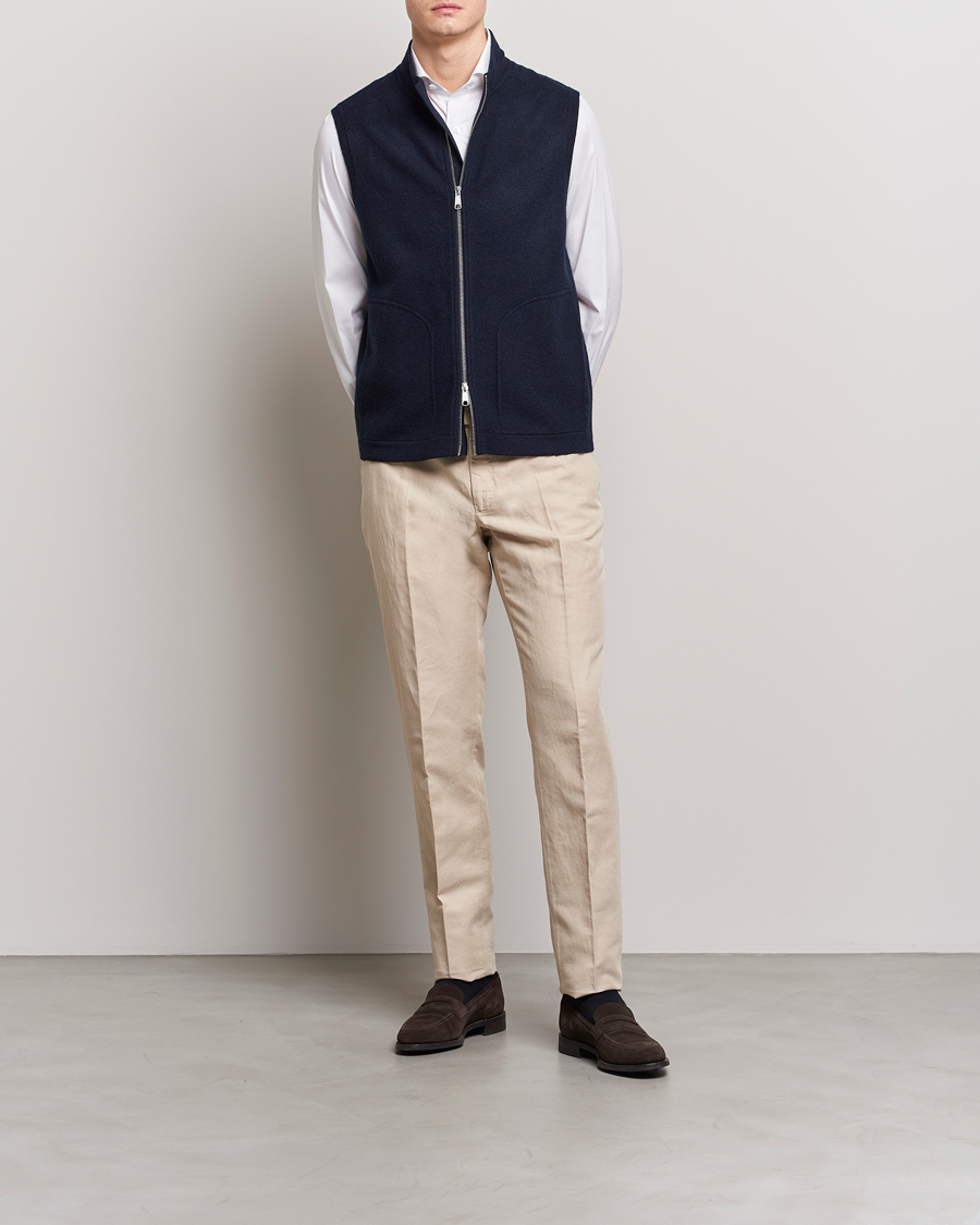 Herre | Veste | Morris Heritage | Pierre Boiled Wool Vest Navy