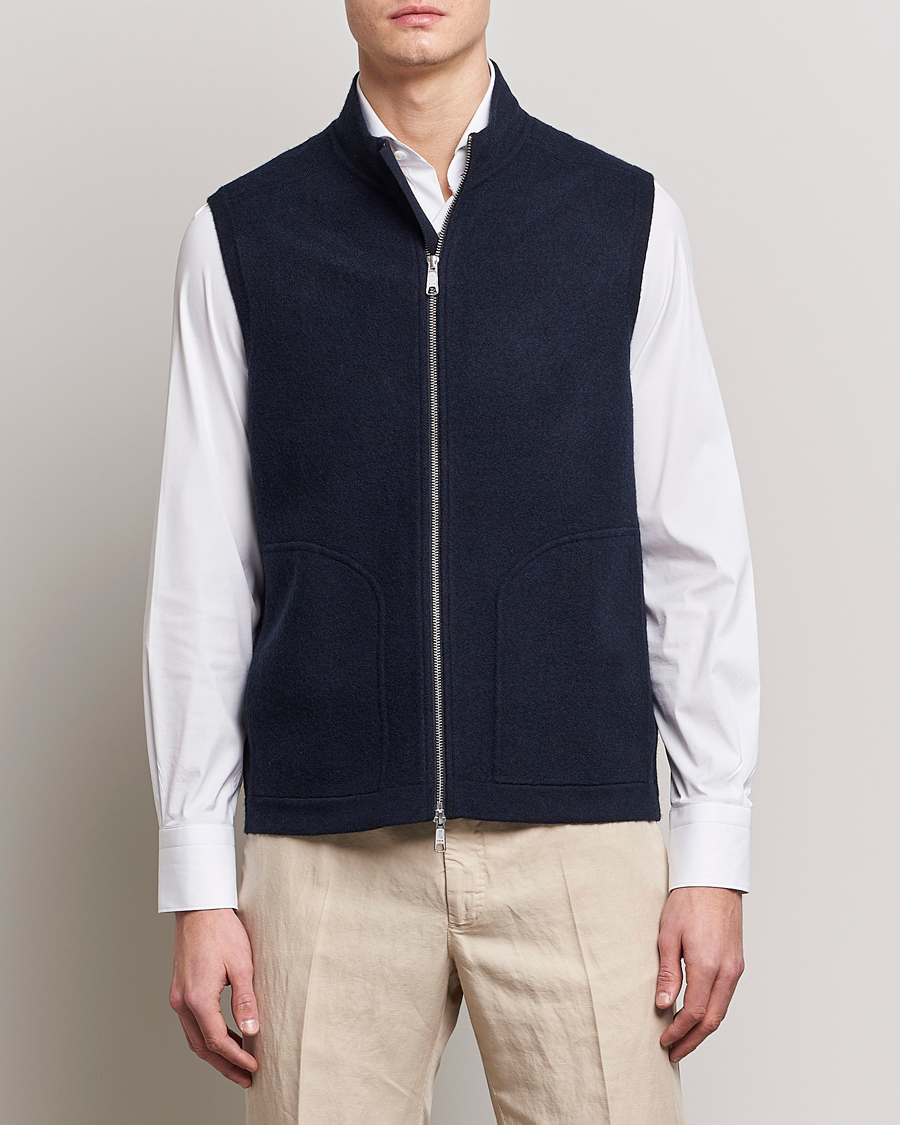 Herre | Veste | Morris Heritage | Pierre Boiled Wool Vest Navy