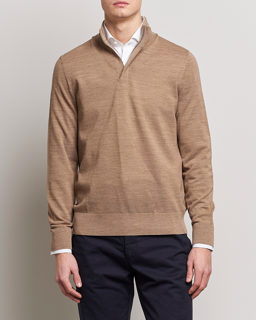 Herre | Trøjer | Morris Heritage | Alberto Merino Half Zip Camel