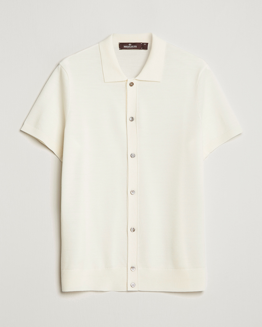 Herre | Polotrøjer | Morris Heritage | Alberto Knitted Short Sleeve Knitted Shirt Off White