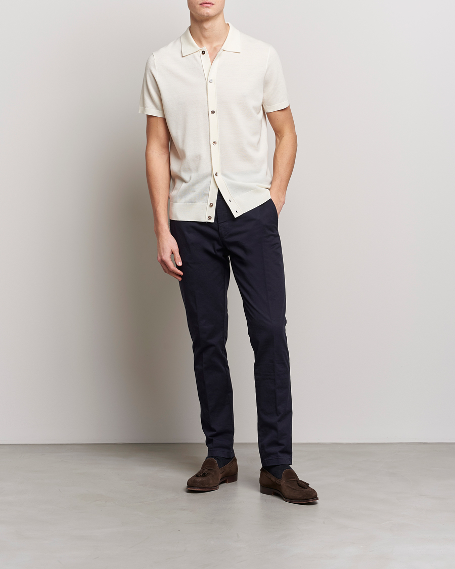 Herre | Polotrøjer | Morris Heritage | Alberto Knitted Short Sleeve Knitted Shirt Off White